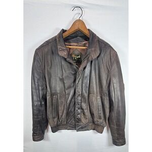 VTG 90s REED Sportswear Aviator Bomber Leather Jacket R42 Brown Thinsulate Liner